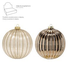Steklena božična kroglica – zlata, 12 cm, mešanica vzorcev, pakiranje 4 kosi *7882