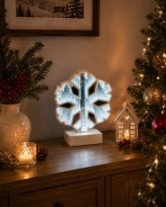 3D-praznična dekoracija – snežinka z učinkom neskončnega LED-ogledala 16,8 x 3,8 x 22,3 cm *8476