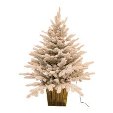 Božična dekoracija – bela smrečica 90 cm s storži in LED-osvetlitvijo *8858