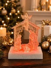 Božični okras – LED-jaslice 13 x 7 x 17 cm, prozorne *9091