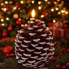LED-sveča v obliki storža, 10,5 x 15 cm, povoščena *9923