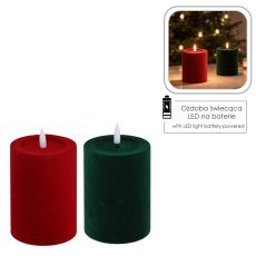 Žametna LED-sveča 7,5 x 13,5 cm, rdeča/zelena, pakiranje 6 kosov *9930
