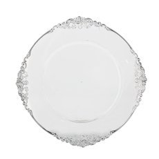 Okrogel podkrožnik 33 x 33 x 1,5 cm, prozoren, srebrn, pakiranje = 6 kosov *0553