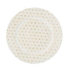 Okrogel podkrožnik 33 x 33 x 1,5 cm, geometrijski vzorec, belo-zlat, pakiranje = 6 kosov *0645