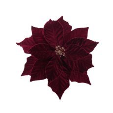 Umetna roža – božična zvezda 32 cm s sponko, bordo, pakiranje = 12 kosov *0843