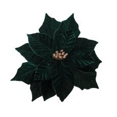 Umetna roža – božična zvezda 32 cm s sponko, smaragdna, pakiranje = 12 kos. *0850