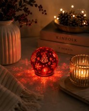 Božični okrasek – rdeča steklena LED-krogla Ø 15 cm *3189