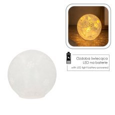 Božični okrasek – bela steklena LED-krogla, Ø 15 cm *3219