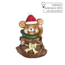 Božična figurica – hrček v vreči z LED-osvetlitvijo, 15,5 x 11 x 20,5 cm *4063