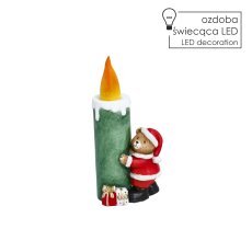 Božična figurica – LED-sveča medvedek v Božičkovem kostumu, 11,1 x 7,5 x 24,6 cm *4148
