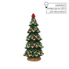 Božična figurica – božično drevo z bodiko in LED-osvetlitvijo, 10,8 x 9,3 x 23,5 cm *4360