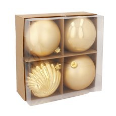Komplet 4 bunkic 10 cm, zlate/srebrne/rdeče *5039