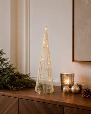 Božični okras – stožčasto LED-drevesce 40 cm, zlato *6654