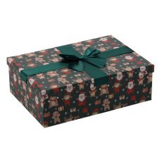 Praznična darilna škatla z zeleno pentljo 30,5 x 22 x 10 cm *8597