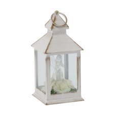 Bela LED-lampion 10,5 x 10,5 x 23,5 cm z angelom *3287
