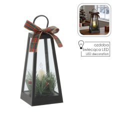 LED-lampion 11 x 11 x 24 cm s trakom in okrasjem *3294