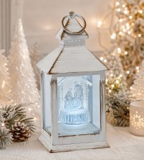 Bel LED-lampion 10,5 x 10,5 x 24 cm s Sveto družino *3393