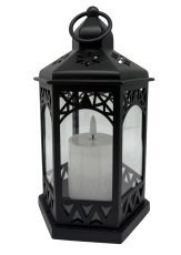 LED-lampion 13,5 x 12 x 23,5 cm s šesterokotno svečo *3409