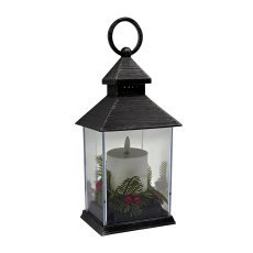 LED-lampion 10,5 x 10,5 x 23,5 cm s svečo in okrasjem *3461