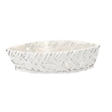 Leseno okrasno korito v obliki čolna 58 x 23 x 12 cm, belo *1002