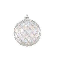 Steklena božična krogla – prozorna, okrašena, 15 cm *7905