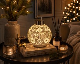Zlata okrašena steklena LED-bučka 15 x 20 cm *7974