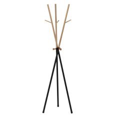 Stoječi obešalnik HOKSY 170 cm, črn + svetel les