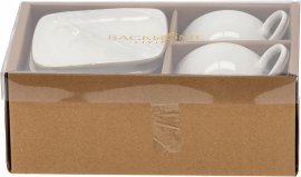 Komplet 2 skodelic s podstavkoma, 250 ml, z okrasnim zlatim robom *4214
