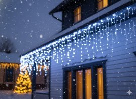 Svetlobna zavesa Icicle 300 LED, hladno bela, dolžina 3 + 12 m *9836