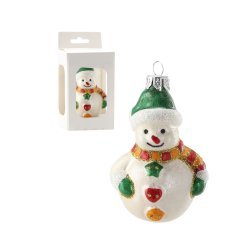 Steklena bunkica snežak 10 cm *6136
