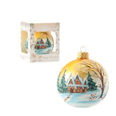 Zlata steklena bunkica 8 cm, pokrajina *6204