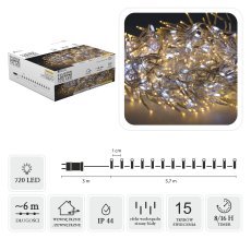 LED lučke Cluster 720L, toplo bela + hladno bela, učinek slapa, dolžina 3 + 6 m, za notranjo/zunanjo uporabo *6816