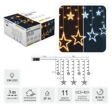 LED svetlobna zavesa z zvezdicami 138L, dolžina 5 + 3 m, toplo bela + hladno bela, za notranjo/zunanjo uporabo *6656