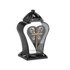 Lanterna Amfora s črnim križem 35 cm *7582