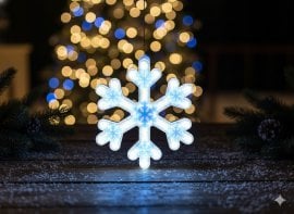 Modra snežinka 30 cm, LED-neon, hladno bela *8325