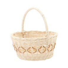 Košara iz ratana 22 x 11/23 cm z ročajem – bela z naravnim odtenkom *1737
