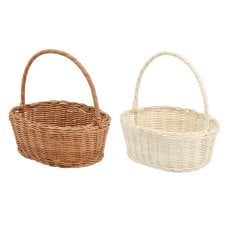 Košara iz ratana 27,5 x 20,5 x 10,5/27 cm z ročajem, bela/rjava *6089