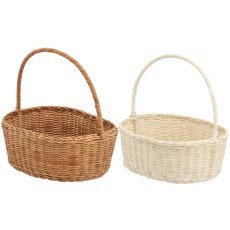 Košara iz ratana 34 x 26 x 12,5/32 cm z ročajem – bela/rjava *6096