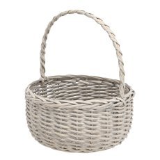 Košara iz ratana 34 x 34 x 16/40 cm z ročajem – siva *7046