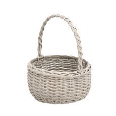 Siva košara iz ratana z ročajem, 28 x 28 x 14/35 cm – *7053