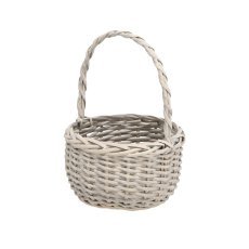 Siva košara iz ratana z ročajem, 22 x 22 x 12/30 cm – *7060