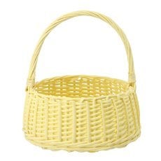 Košara iz ratana 26 x 26 x 14/35 cm z ročajem – rumena *8345