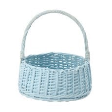 Košara iz ratana 26 x 26 x 14/35 cm z ročajem – modra *8369
