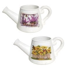Keramični okrasni lonec v obliki zalivalke, 36 x 19,5 x 17,5 cm, bel, različni vzorci *1245