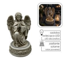 Figura klečečega angela z osvetljenim LED-podstavkom 17 x 16,5 x 27 cm *0057