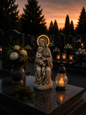 Figura Marije z detetom in svetlečim LED-sijem - DED0101