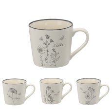 Porcelanasta skodelica 400 ml, različni minimalistični cvetlični vzorci *6814