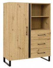 Komoda Francis reg 4 - Artisan hrast/črna