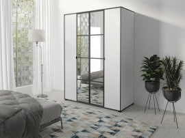 Garderobna omara Oslo I - Bela/črna - 150 cm