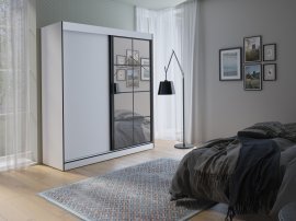 Garderobna omara z drsnimi vrati Oslo II - Bela/črna - 180 cm